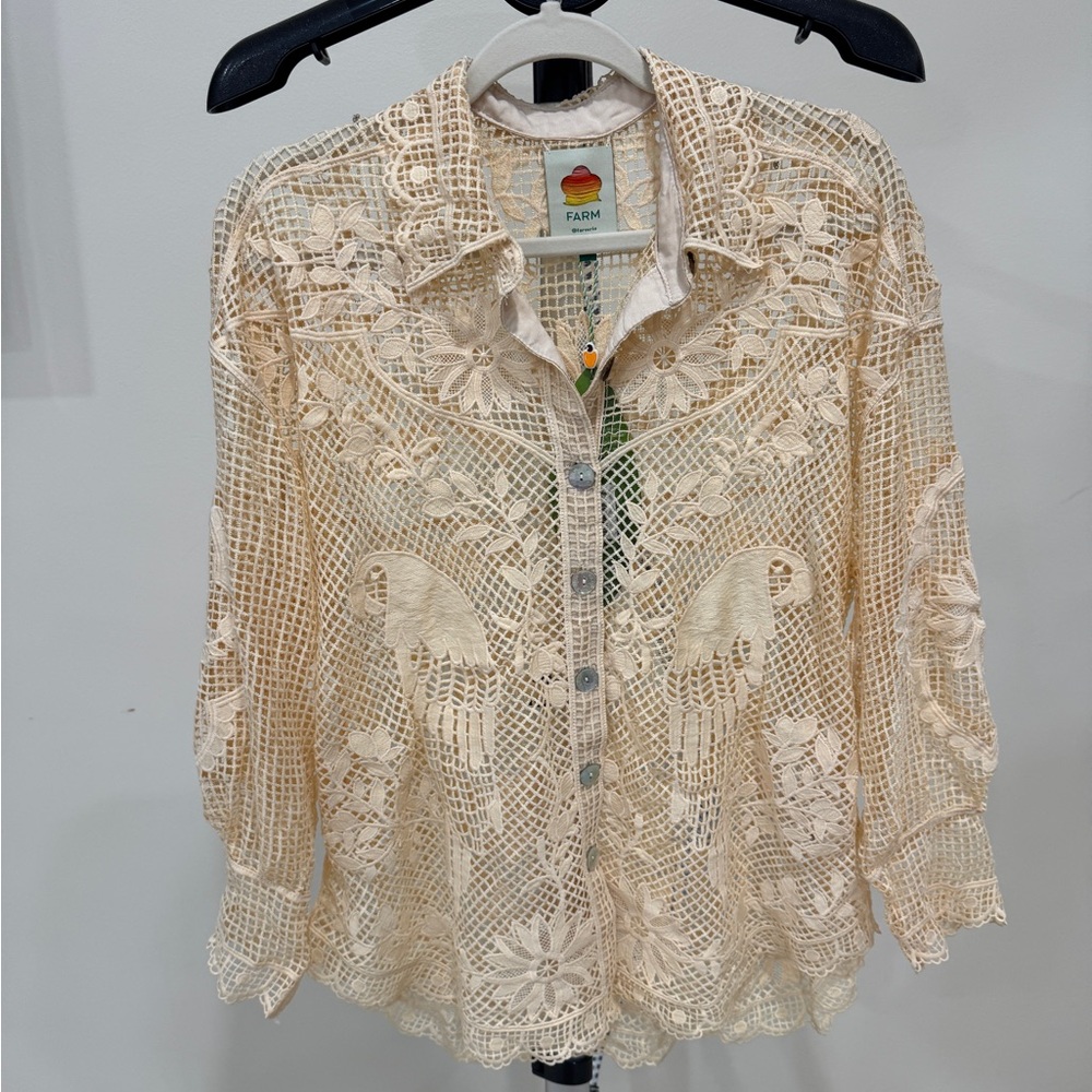 Farm Rio: Sand Landscape Guipure Shirt - Picture 4 of 11